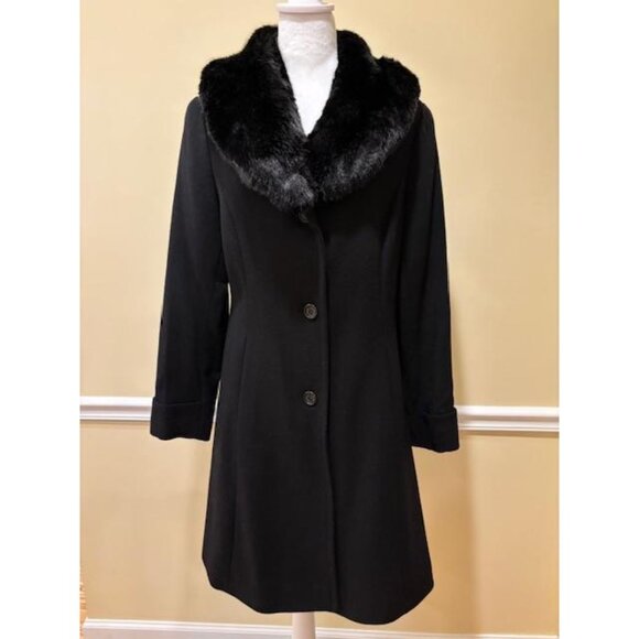 Lauren Ralph Lauren Wool Blend Coat with Faux Fur Collar – Size 8 - Picture 1 of 5